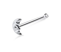 Crescent Moon Shaped Silver Bone Nose Stud NSKD-640